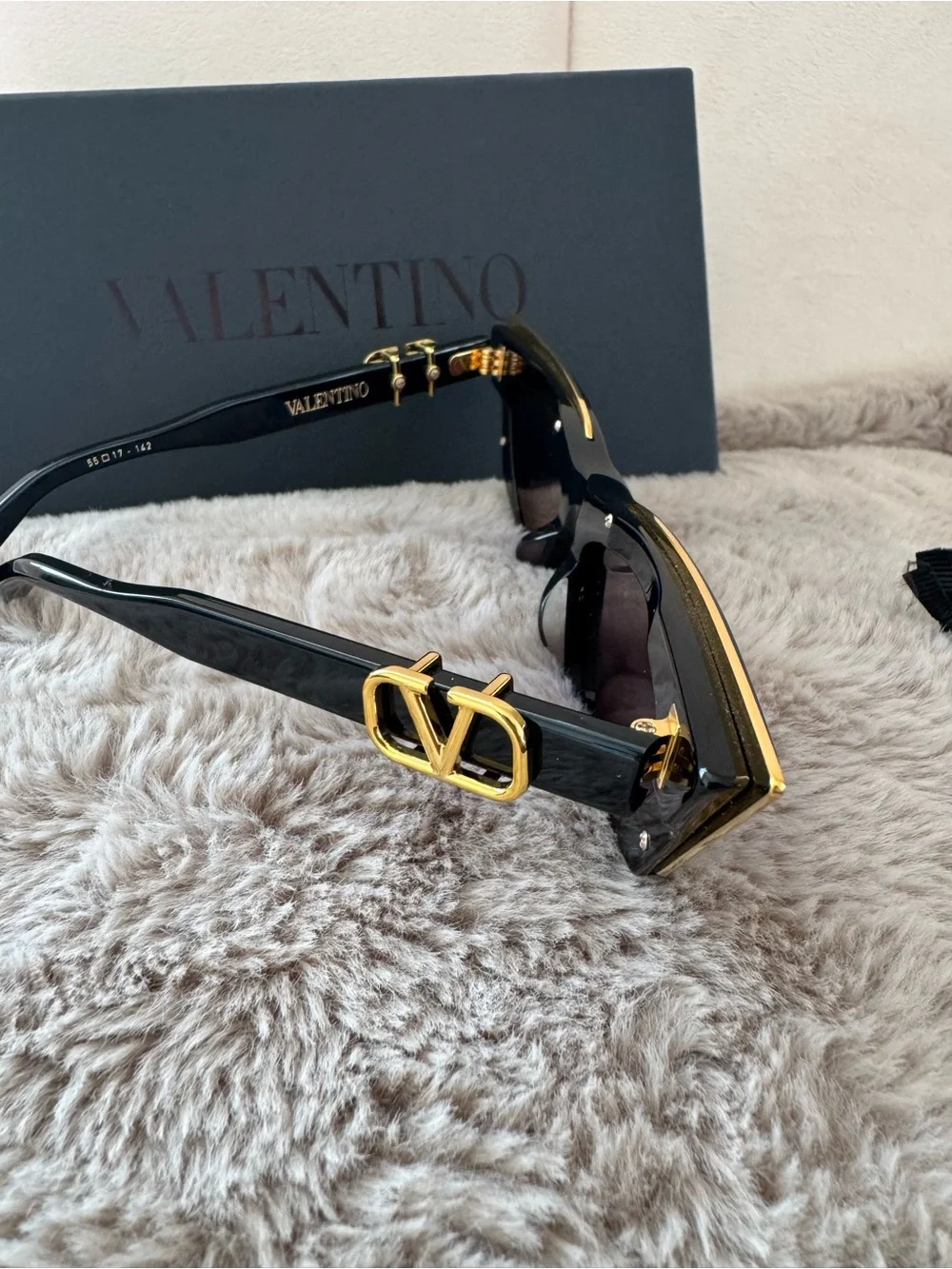 Valentino Garavani V-Goldcut Women's Black and Gold Cat-Eye Sunglasses